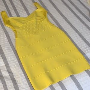 Yellow Bodycon Low Back Dress
